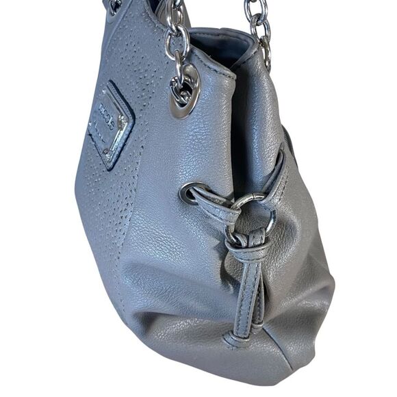 Nicole Miller Slouchy Shoulder Bag Casual Soft Sided Dual handle Silver Accents - Picture 2 of 16